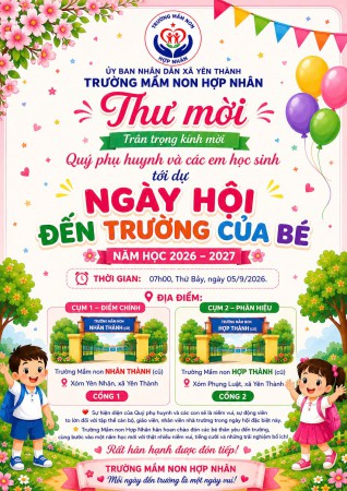 💕 THƯ MỜI 💕 🎉 NGÀY HỘI ĐẾN TRƯỜNG CỦA BÉ 🎉 🌸 NĂM HỌC 2026 – 2027 🌸
